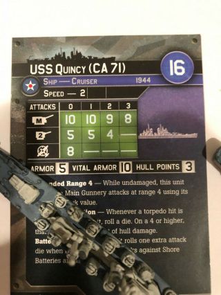 Axis and Allies War at Sea - US Cruisers,  cards, 2
