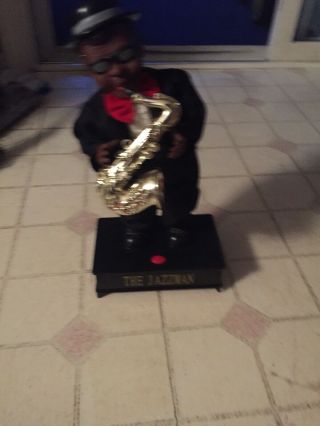 The Jazzman Dancing Swinging Musical Horn Black Jazz Saxophone Tux Nb Great Cond
