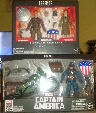Marvel Legends 80th Wwii Captain America W Motorcycle & Peggy Carter Figures Mcu