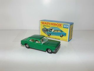 Matchbox Trans.  S/f No.  53 - A Ford Zodiac Emerald Green,  Thin 5 Spoke Wheels Mib