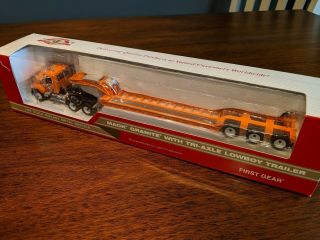 FIRST GEAR MACK GRANITE WITH TRI - AXLE LOWBOY TRAILER 1:64 SCALE 4