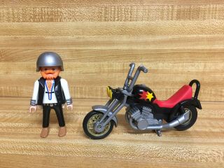 Playmobil 3831 Heavy Metal Biker & Chopper Complete Motorcycle 1995