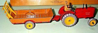 Vintage Dinky 300 Massey - Harris Tractor & 27 B Farm Trailer