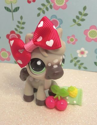 Authentic Littlest Pet Shop 1820 Dapple Gray Pony Horse Spotted Green Eyes