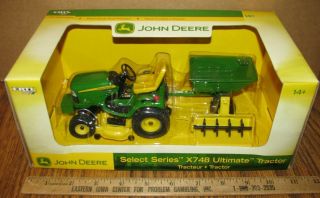1:16 John Deere X748 Lawn Garden Tractor Mower Snow Blower Cart 2008 Ertl Toy Jd