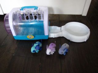 Euc Little Live Pets Rolling Interactive 3 Mice Mouse Set With Carrier Home
