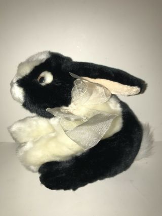 2002 Kids Of America Corp Bunny Rabbit Soft Plush Black White Stuffed Animal Toy