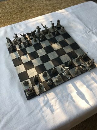 Rawcliffe Fantasy - Themed Medieval Slate & Pewter Chess Set