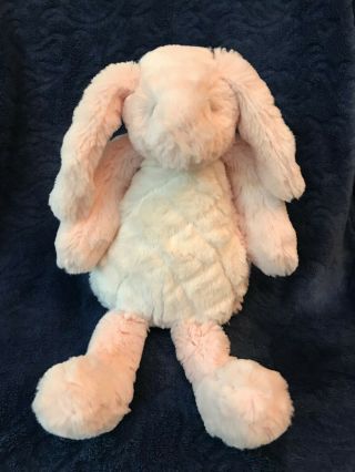 Demdaco Nate & Jules Bindy Plush Stuffed Bunny Rabbit Pink / White - Sewn Eyes