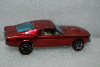 1967 Hot Wheels Redline Custom Mustang - Red With White Interior Hong Kong