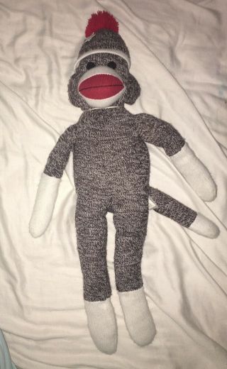 The Sock Monkey,  Hand - Knit,  Plush Material,  20 " Inch