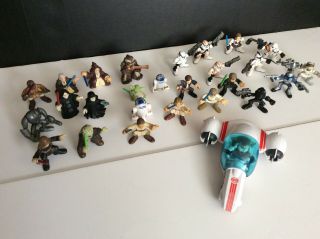 Random 27 Playskool Star Wars Galactic Heroes Yoda Stormtrooper Figure & Ship