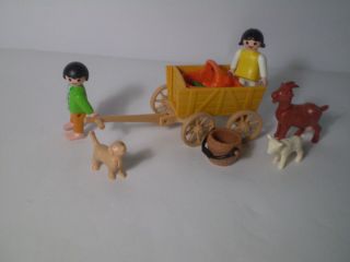 Playmobil Victorian Farm Children With Cart.