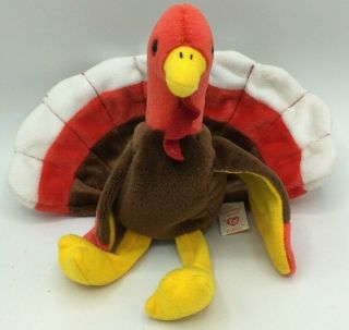 Ty Beanie Baby Gobbles The Turkey Thanksgiving Plush Dob November 27,  1996 8 "