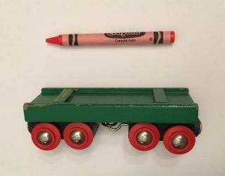 Brio Wooden Railway Train Green Flatbed Cargo Car,  Red Wheels,  Thomas Compatible