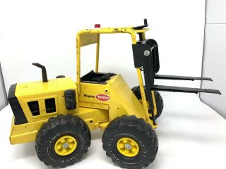 Vintage Mighty Tonka Fork Lift Loader XMB 975 Tires Pressed Steel Toy 54752 4