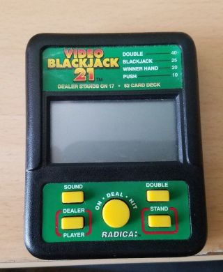 Radica Mini Video Blackjack 21 Handheld Electronic Gaming Device Model 450