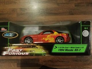 Ertl Racing Champions 1994 Mazda Rx - 7 The Fast And The Furious 1:18 Diecast Car