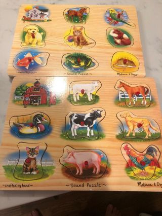Set Of Two Melissa And Doug Sound Wooden Puzzles