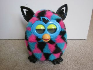 2012 Hasbro Furby Boom - Pink,  Black & Blue Triangles Interactive Toy