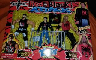 Wcw Red & Black Attack Hogan,  Nash And Bischoff T - Shirt Special Edition