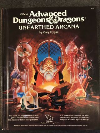 Unearthed Arcana Advanced Dungeons & Dragons 1st Edition Ad&d Tsr
