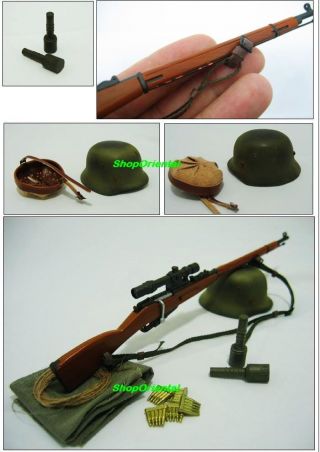 WW2 1/6 Mosin Nagant M1891 Sniper Rifle MP28 Helmet Model Set Gun_Redhorse_1 2