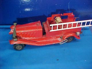 Orig 1930s Girard Marx Pressed Steel Wind Up Toy Firetruck