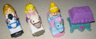 4 Pc Fisher Price Little People Disney Princess Klip Klop Horses Cinderella,