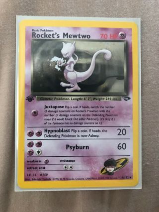 Great Rockets Mewtwo Rocket ' S Mewtwo GYM CHALLENGE POKEMON CARD 14/132 HOLO FOIL RARE WOTC ...