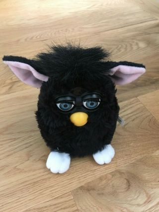 Hasbro Furby Black With Pink Ears And Blue Eyes - 1998 - Not Sure If