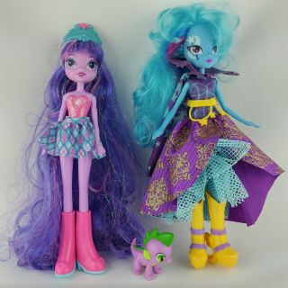 Twilight Sparkle & Trixie My Little Pony Equestria Girls Doll Lulamoon Spike C8