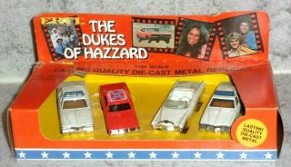 1981 Dukes Of Hazzard 4 - Car Set Die - Cast 1:64 Scale With General Lee,  Boss Hogg