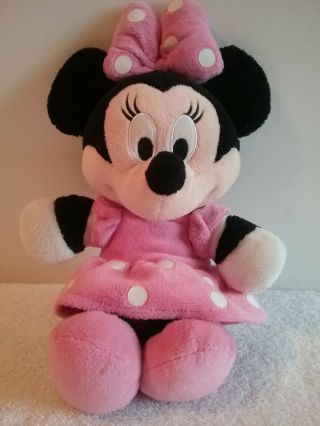 Disney Minnie Mouse Plush Soft Doll Pink White Polka Dot Dress Stuffed Toy 12 "