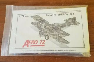 1:72 Scale Aviatik Berg D - 1 Aero 72 Limited Run Injection Moulded Kit
