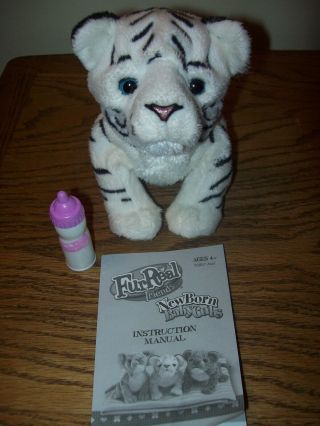 Fur Real Friends White Born Baby Tiger Cub With Bottle And Instructions