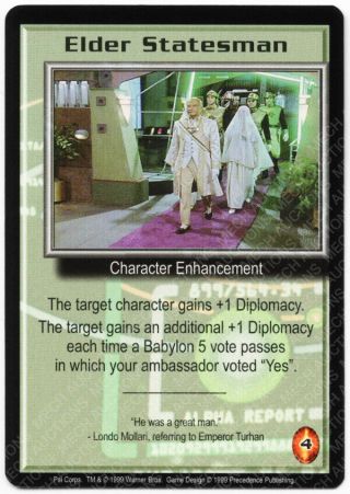 Babylon 5 Ccg Psi - Corps Promo Card Elder Statesman Played