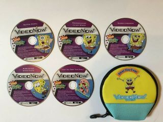 Videonow Discs And Disc Holder.  5 Spongebob Discs And Holder