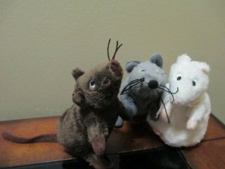 Three Blind Mice Plush 5 " Tall Attached At Their Hand Paws Adorable