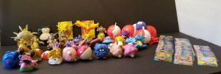 Pokemon Burger King Nintendo Toys (31) & Pokeballs (5) & Poketrivia Cards (37)