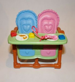 Fisher Price Loving Family Dollhouse Twin Babies Double High Chair