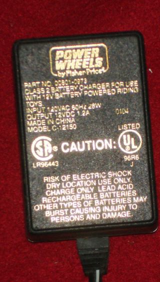Power Wheels / Fisher Price 12 Volt Charger Part 00801 - 0973