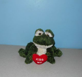 Wishpets Wish Pets 7 " Bean Plush Jimmy The Love Frog Holding Kiss Me Red Heart