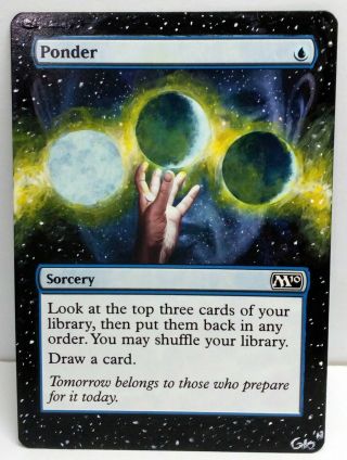 Magic MTG Altered Art Ponder x4 M10 HAND PAINTED Extended art 4 different colors 4