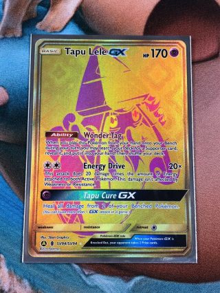Tapu Lele Gx Gold Full Art Rare Pokemon Card Hidden Fates Sv94/sv94 Nm/mint