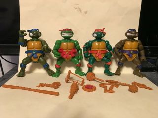 Tmnt Teenage Mutant Ninja Turtles 1991 Storage Shell Don Mike Leo Raph Figures