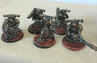 Warhammer 40k Chaos Space Marines 5 Man Havoc Squad (painted) With Reaper Chainc
