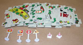Fire Truck Puzzle Vehicle Theme Track & Road Sign Set For Battery Operated Game