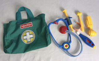 Fisher Price Medical Kit Doctor Dr Nurse Bag Play Set 6 Piece Playset
