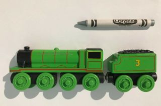 Thomas Wooden Railway: Green Train Engine Henry & Tender Retired.  Much Thomas